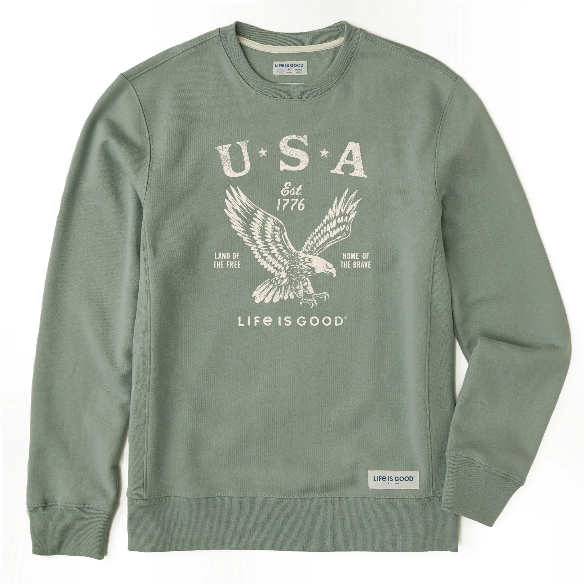 Men's USA 1776 Eagle Simply True Fleece Crew LIFE IS GOOD