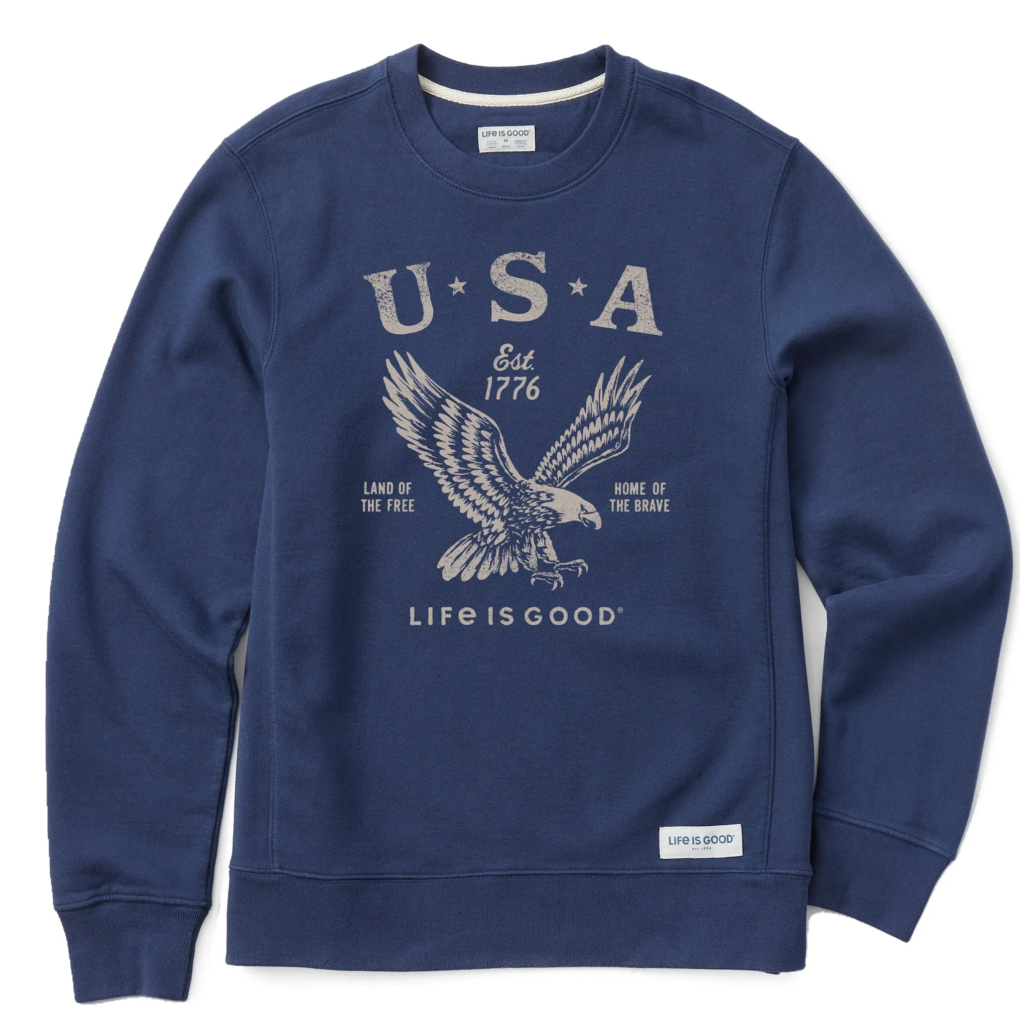 Men's USA 1776 Eagle Simply True Fleece Crew LIFE IS GOOD