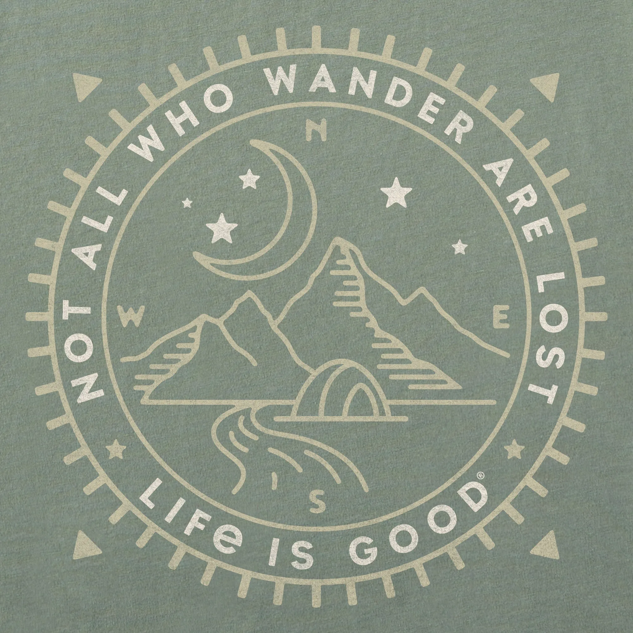 Men's Wander Compass Scene Simply True Fleece Crew LIFE IS GOOD