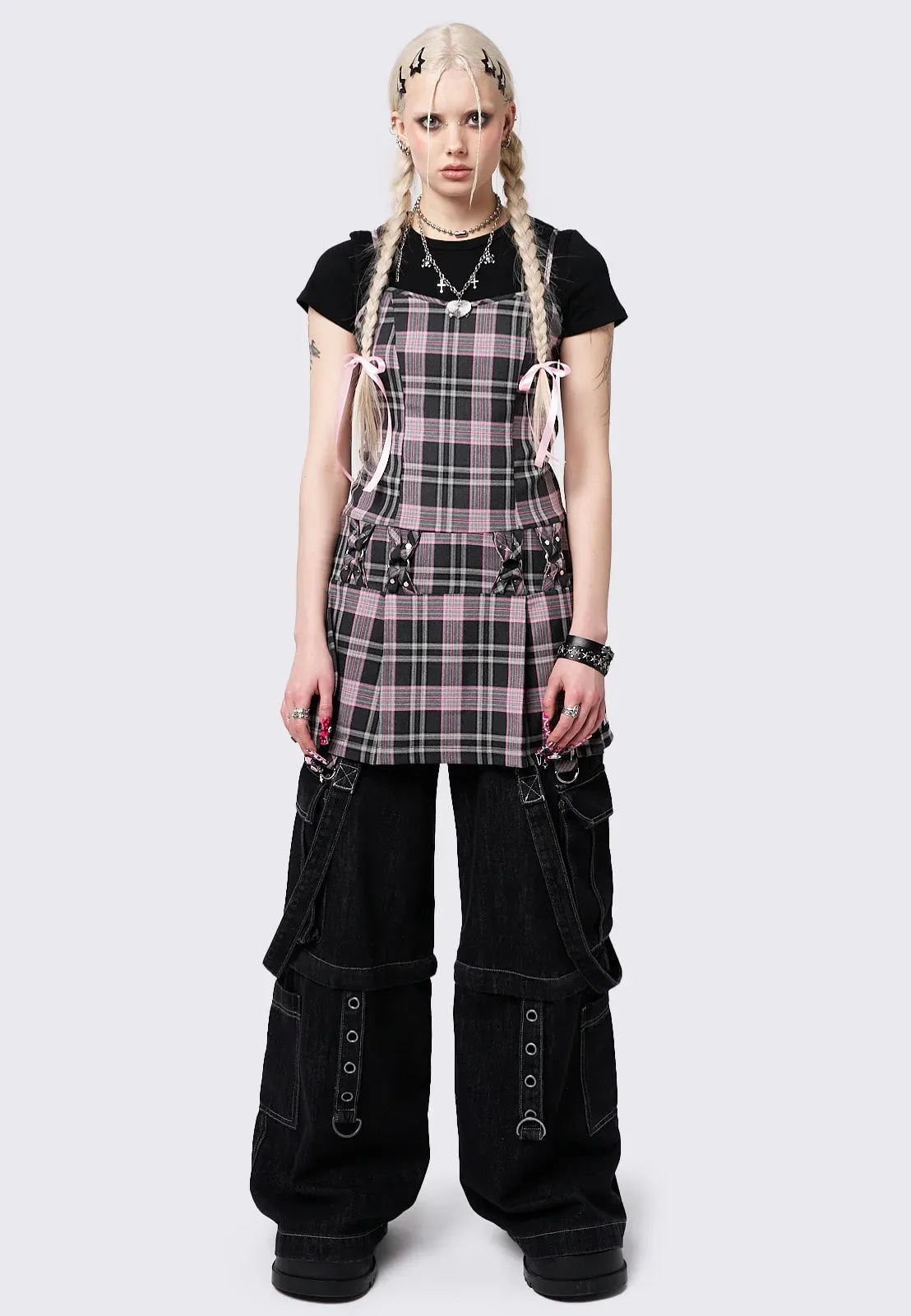 Minga London - Camila Straps Plaid Pink - Dress
