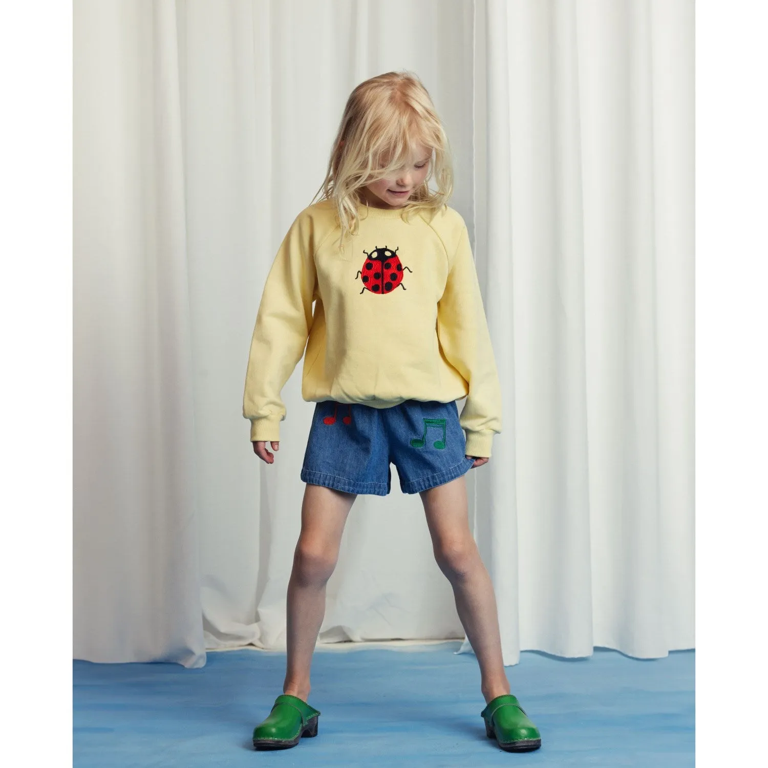 Mini Rodini Yellow Ladybugs Embroidery Sweatshirt