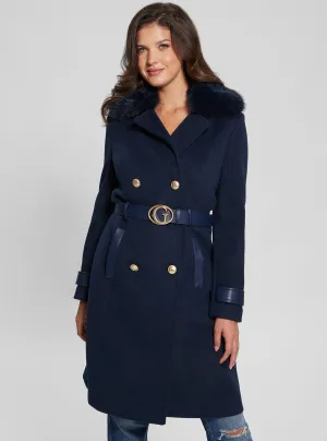 Navy Amelia Belted Coat Guess