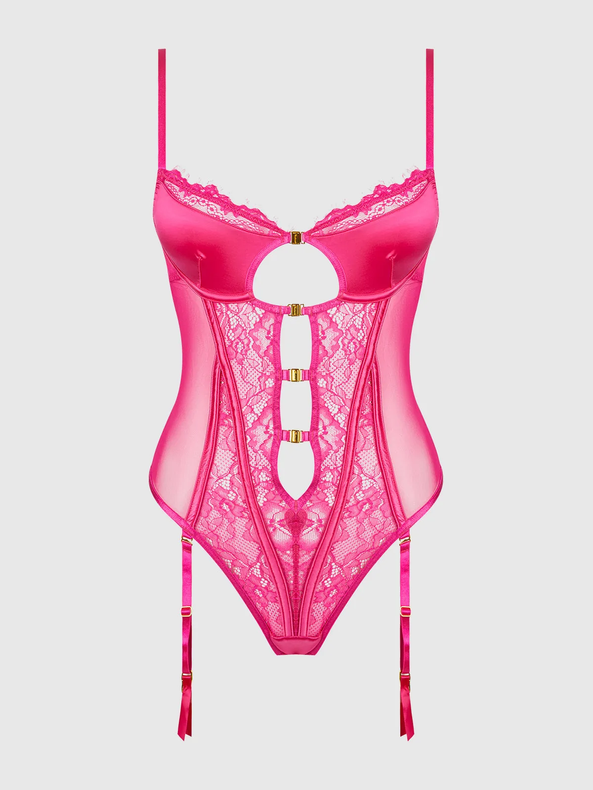 Neev Lace Wireless Teddy With Garters by Frederick's of Hollywood