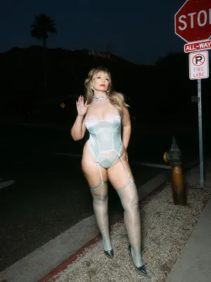 Neev Oil Slick Bandeau Bustier With Garters by Frederick's of Hollywood