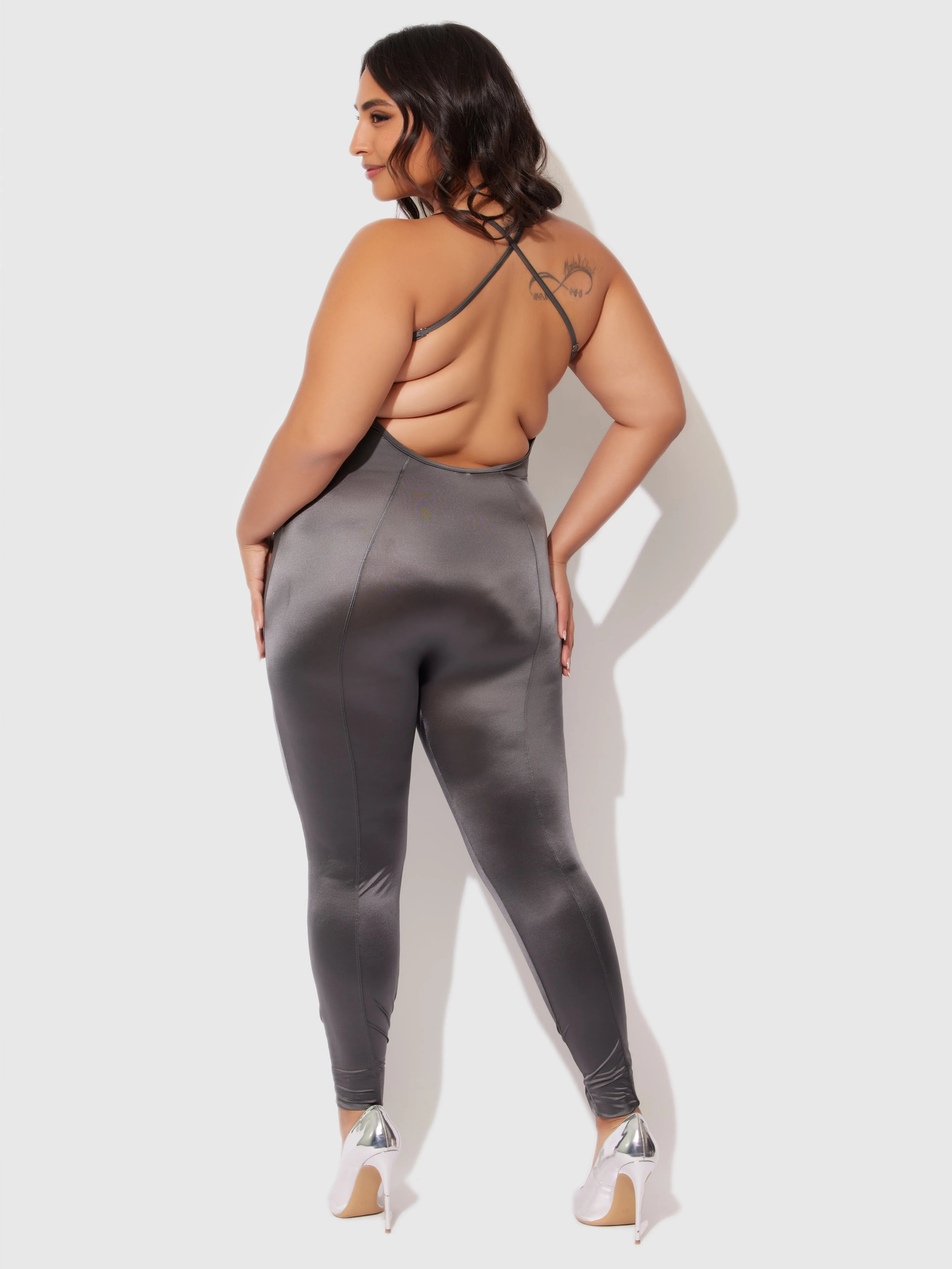 Neev Oil Slick Twist Halter Catsuit by Frederick's of Hollywood