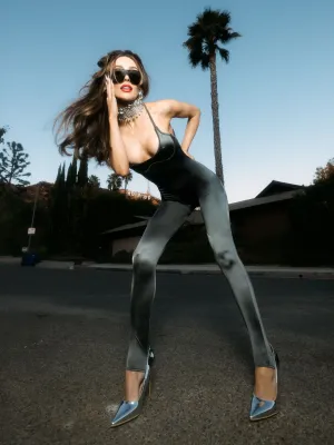 Neev Oil Slick Twist Halter Catsuit by Frederick's of Hollywood