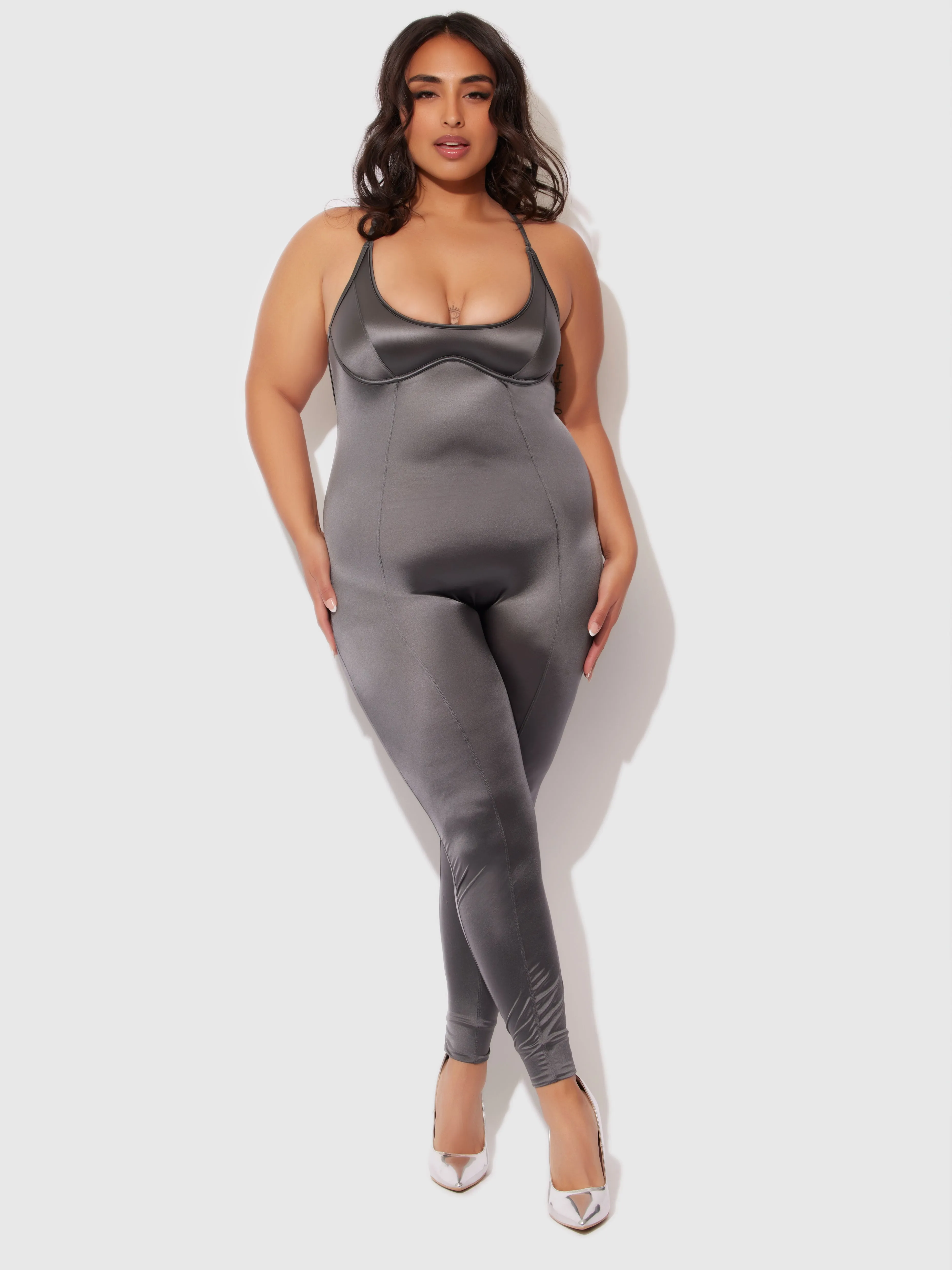 Neev Oil Slick Twist Halter Catsuit by Frederick's of Hollywood