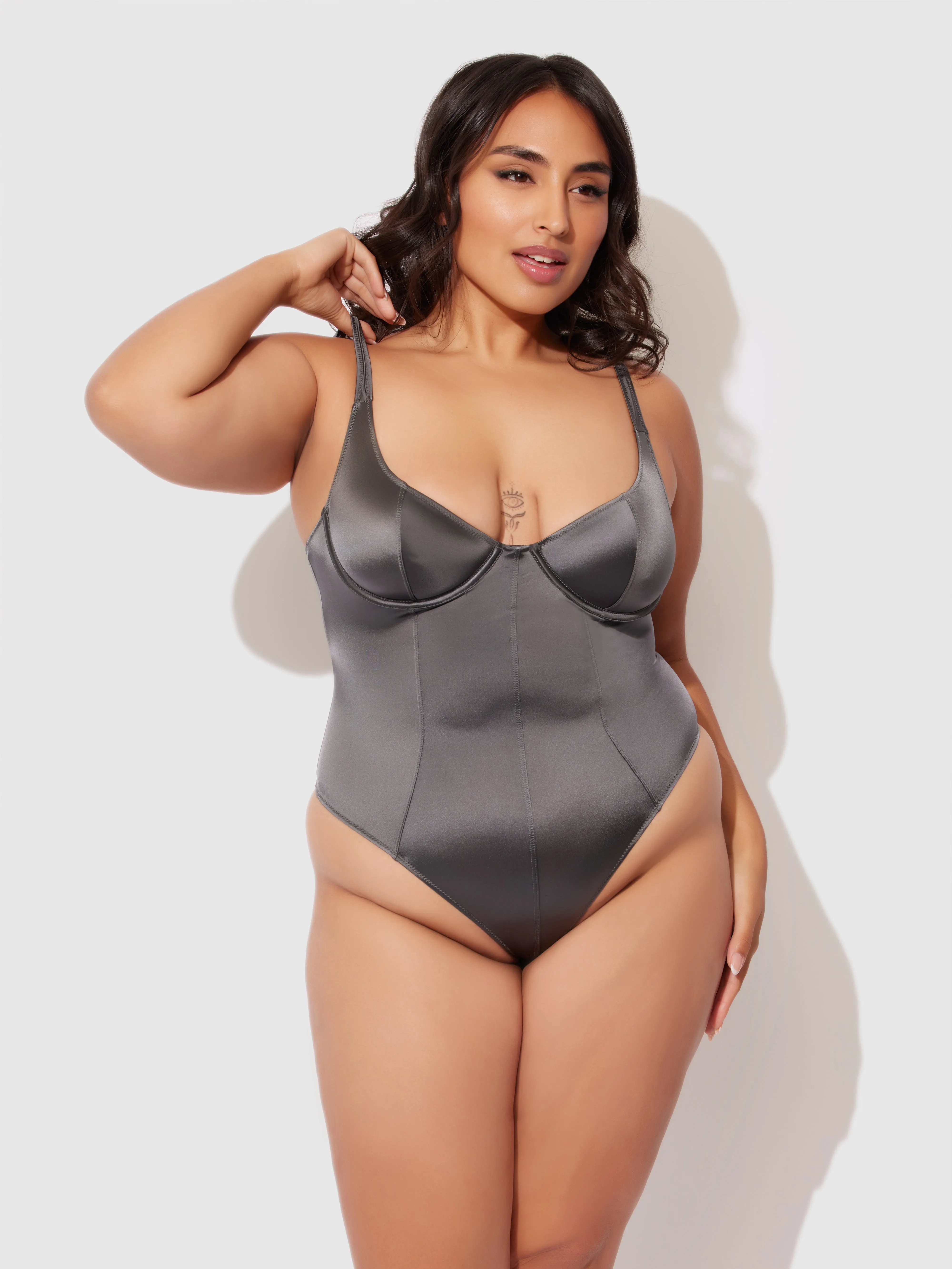 Neev Oil Slick Underwire & Seamed Bodysuit by Frederick's of Hollywood