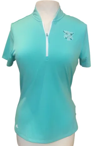 New Adidas Green Zip Heat Ready Polo with Logo MSP$65