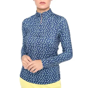 New Belyn Key Glacier Mock Long Sleeve Golf Top - Small Floral Print Size M MSP$128
