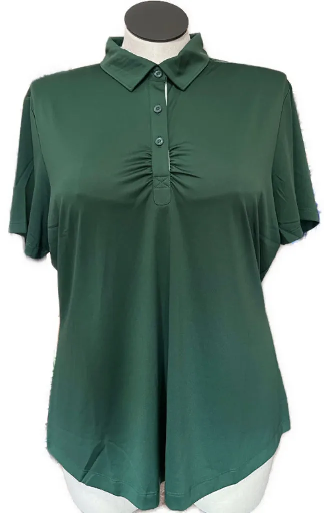 New Cutter & Buck Ruched Short Sleeve Polo - Hunter Green Size XXL