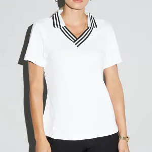 New GGBlue Elisha White w/ Black Short Sleeve Golf Polo MSP$86