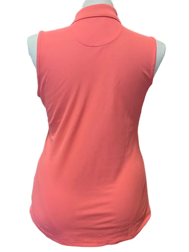 New Greg Norman Women's Coral Sleeveless Pique Golf Polo Size L MSP$45