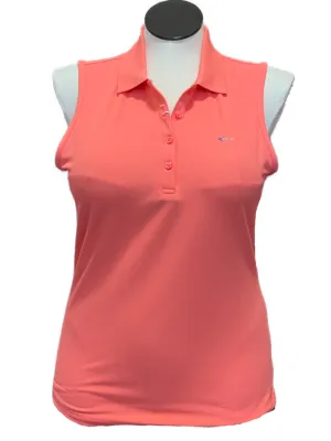 New Greg Norman Women's Coral Sleeveless Pique Golf Polo Size L MSP$45