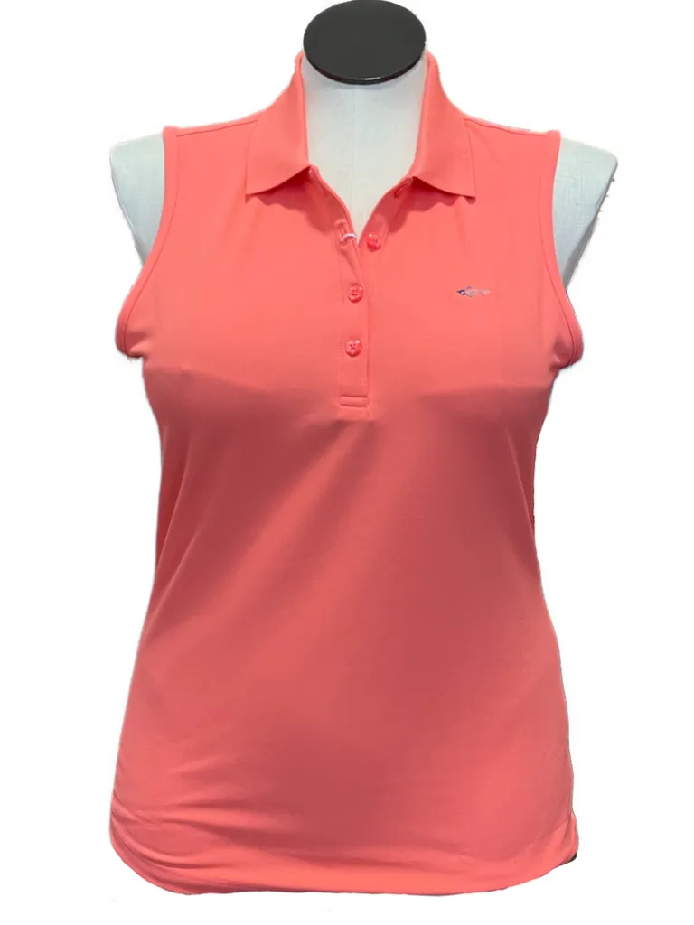 New Greg Norman Women's Coral Sleeveless Pique Golf Polo Size L MSP$45