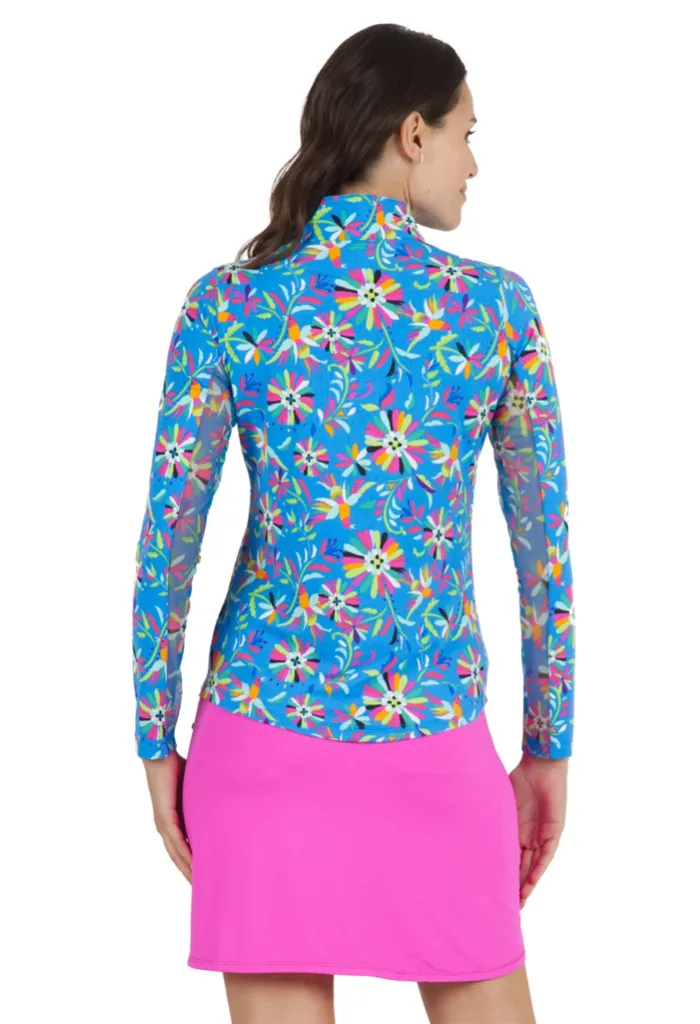 New Ibkul Estela Print Long Sleeve Mock Neck Top - MSP$100