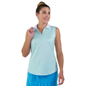 New Jofit Sleeveless Polo - Lime, Blue & White Houndstooth  Size XL. MSP$84