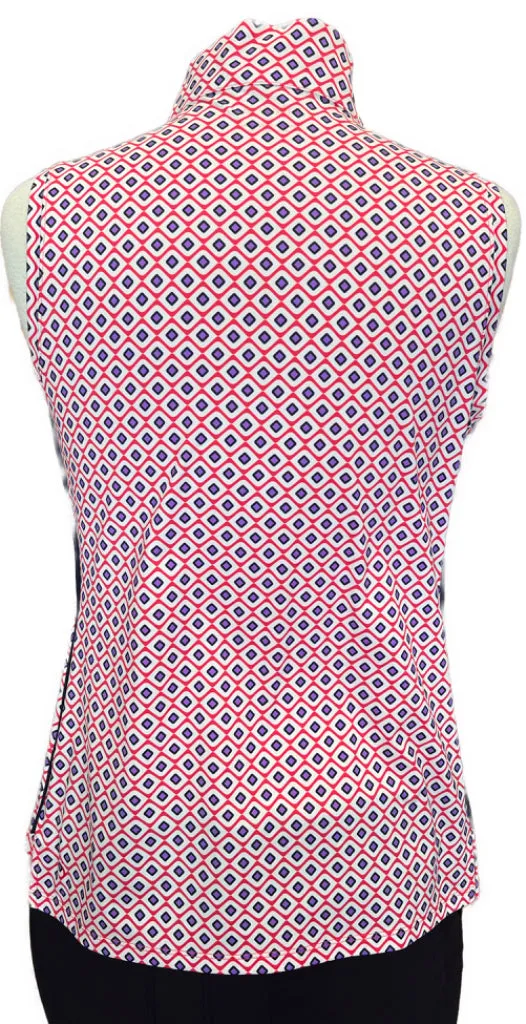 New Kinona Keep it Covered Sleeveless Golf Top - White/Red/Purple Size M. MSP$99