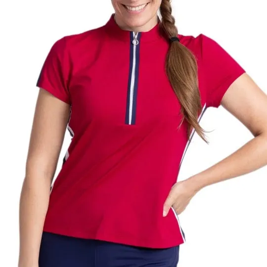 New Kinona Women's Sporting Life Shortsleeve Golf Top - Bordeaux Red MSP$115