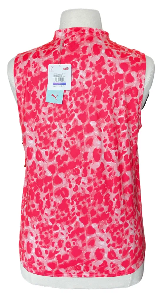 New Puma Cloudspun Sleeveless Georgia Peach Cloud Pink Golf Polo Size XL MSP$55