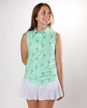 New Sunday Swagger Green Tipsy Sleeveless Women's Golf Polo