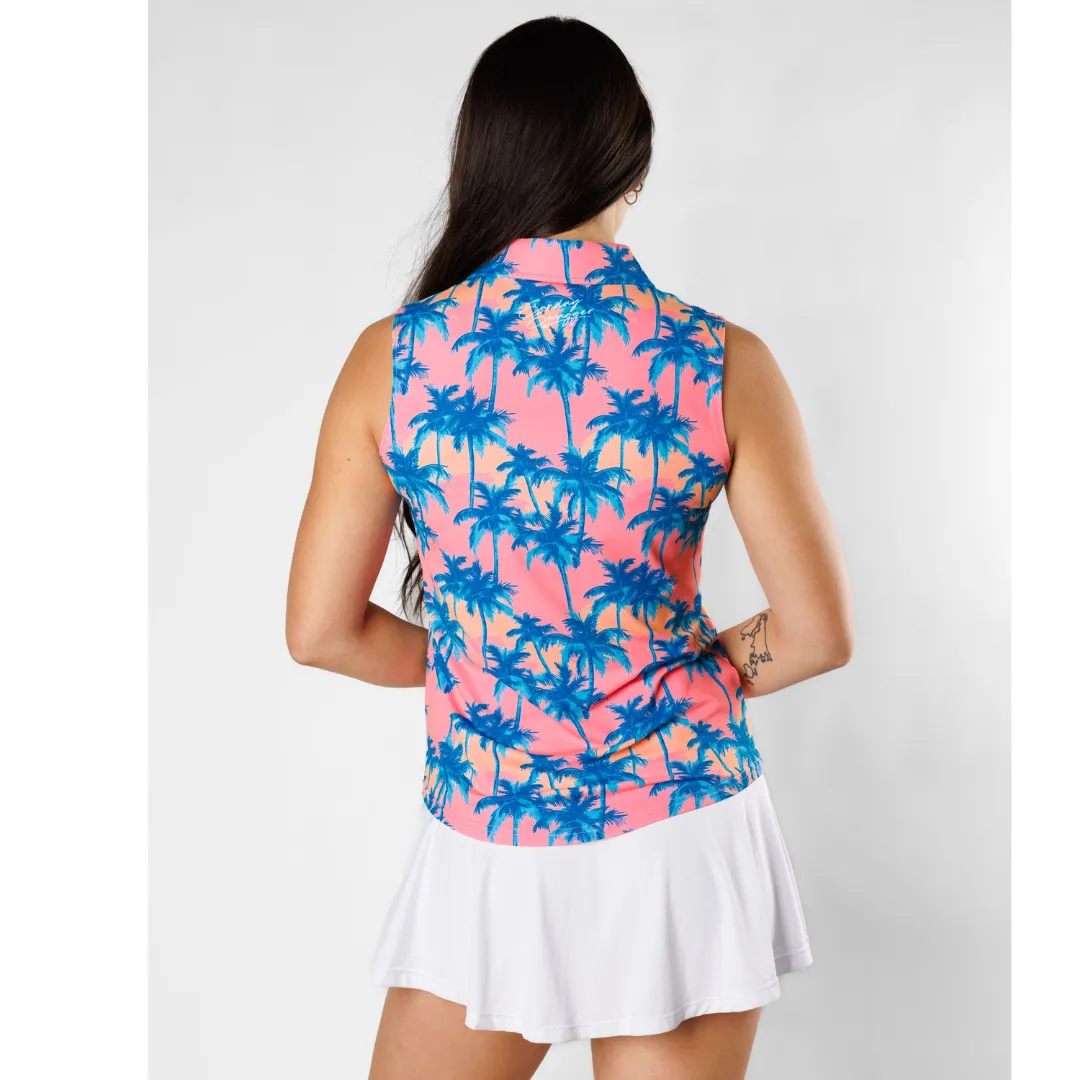 New Sunday Swagger Sleeveless Women's Golf Polo - Sunset Blvd