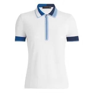 New Women's G/Fore Zip Tech Pique Golf Polo White/Blue MSP$130