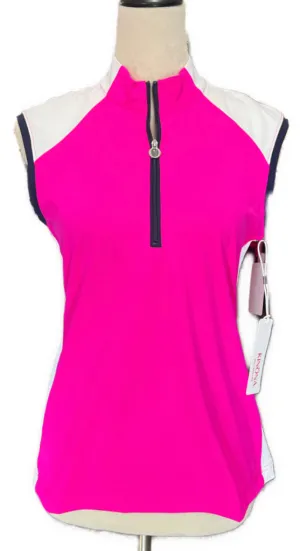 New Women's Kinona Cap to Tap Sleeveless Golf Top - Open Air Pink Size S