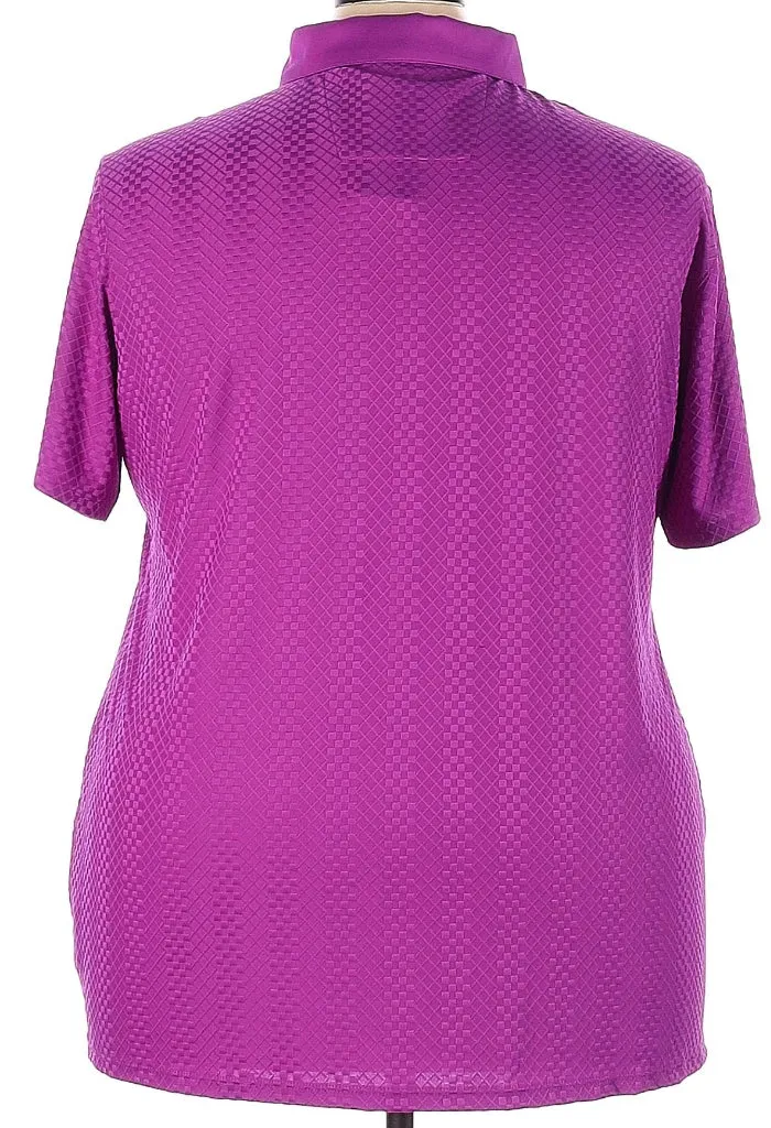 NEW Women's Lopez Fuchsia Grace Short Sleeve Textured Golf Polo Size 3X