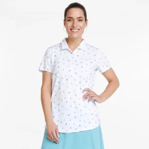 New Women's Puma Tropics Golf Polo - White Size L