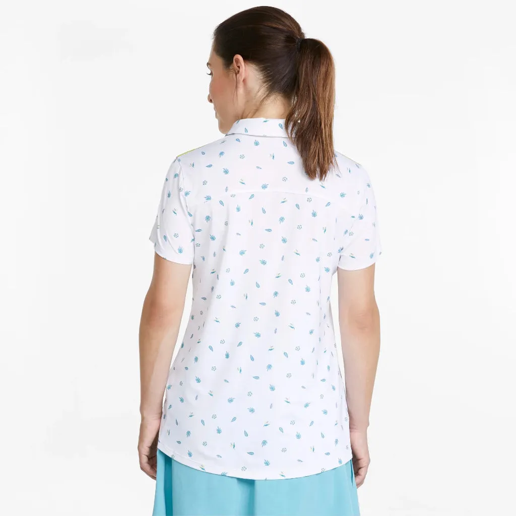 New Women's Puma Tropics Golf Polo - White Size L
