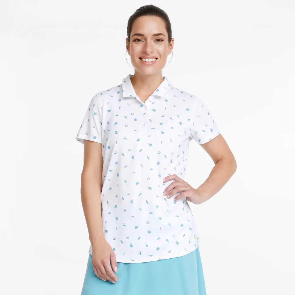 New Women's Puma Tropics Golf Polo - White Size L