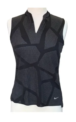 Nike Black & Grey Geometric Patterned Women's Sleeveless Golf Top Size S