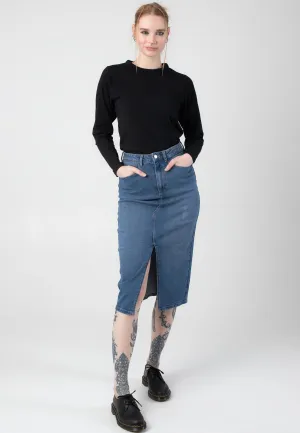 Noisy May - Kath Slit Midi Medium Blue Denim - Skirt