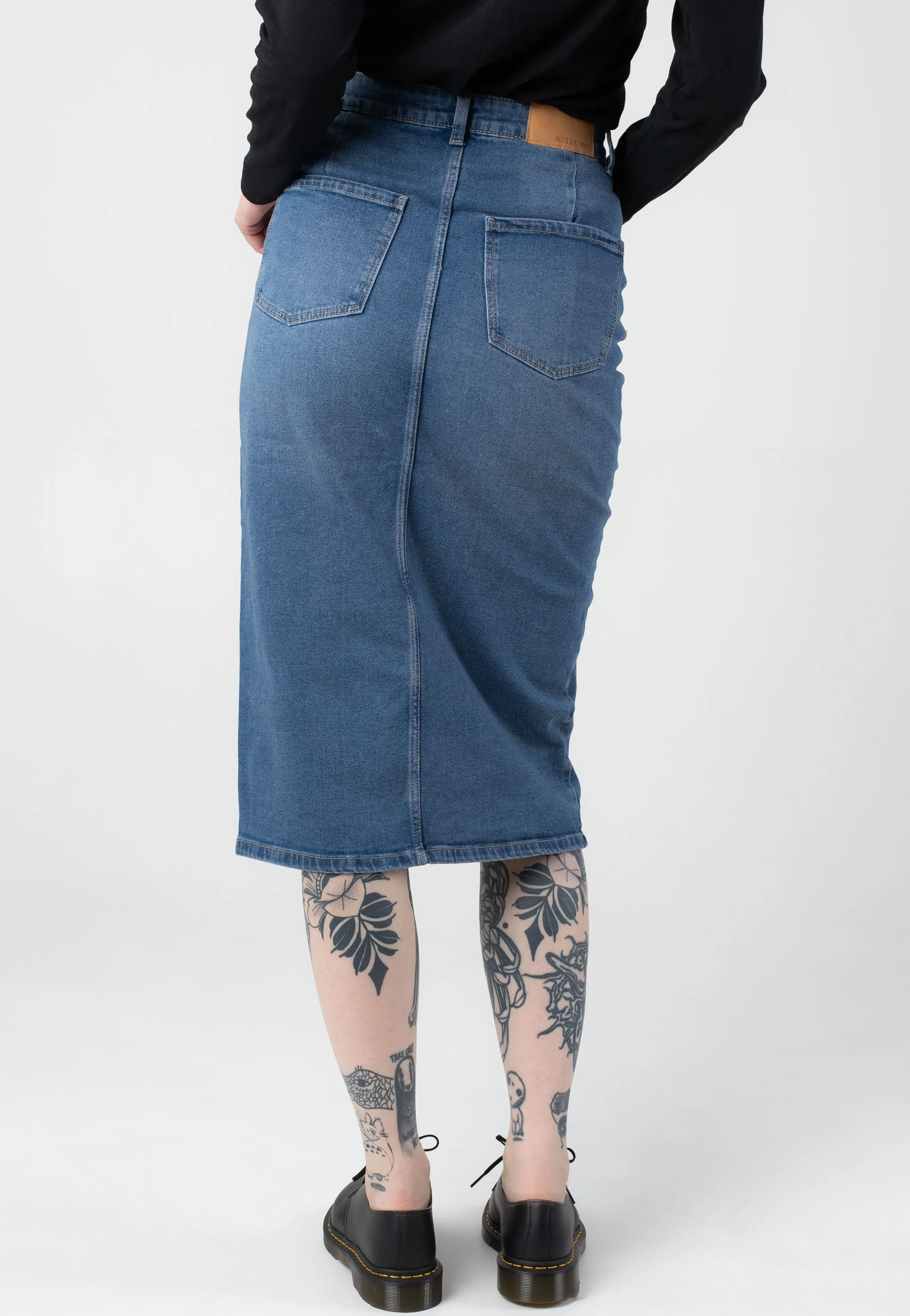 Noisy May - Kath Slit Midi Medium Blue Denim - Skirt