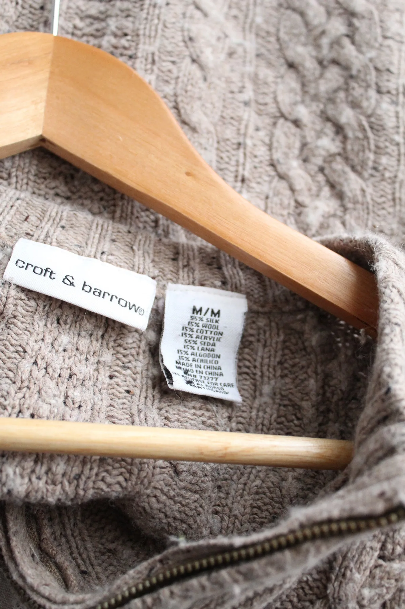 oat cable knit cardigan 1919 Vintage