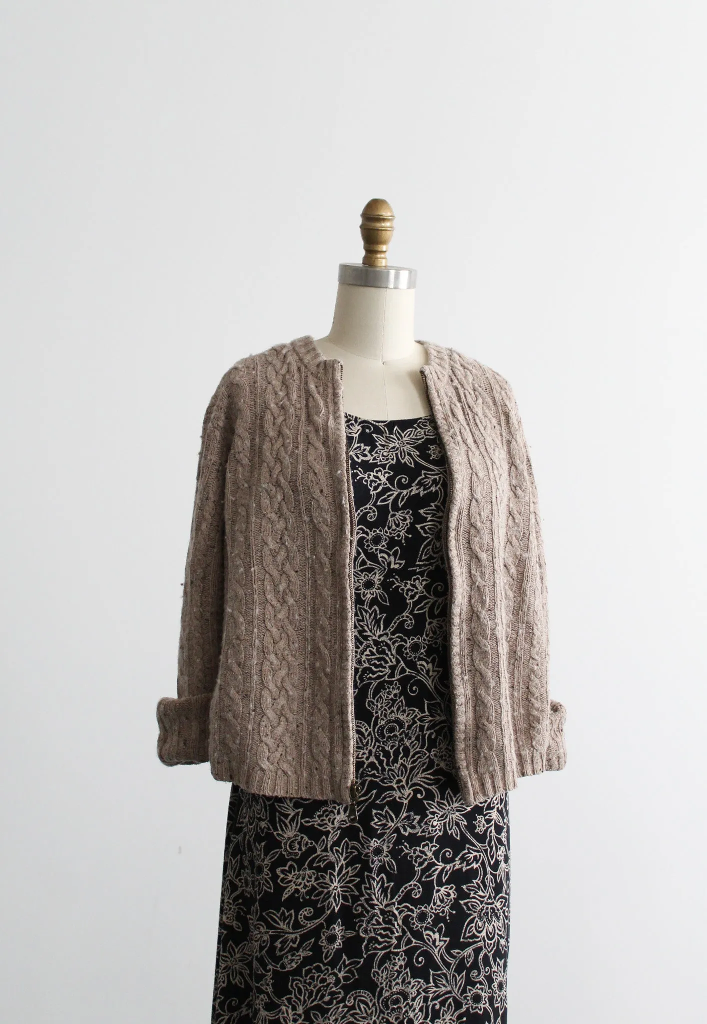 oat cable knit cardigan 1919 Vintage