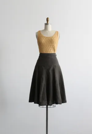 olive gray linen skirt