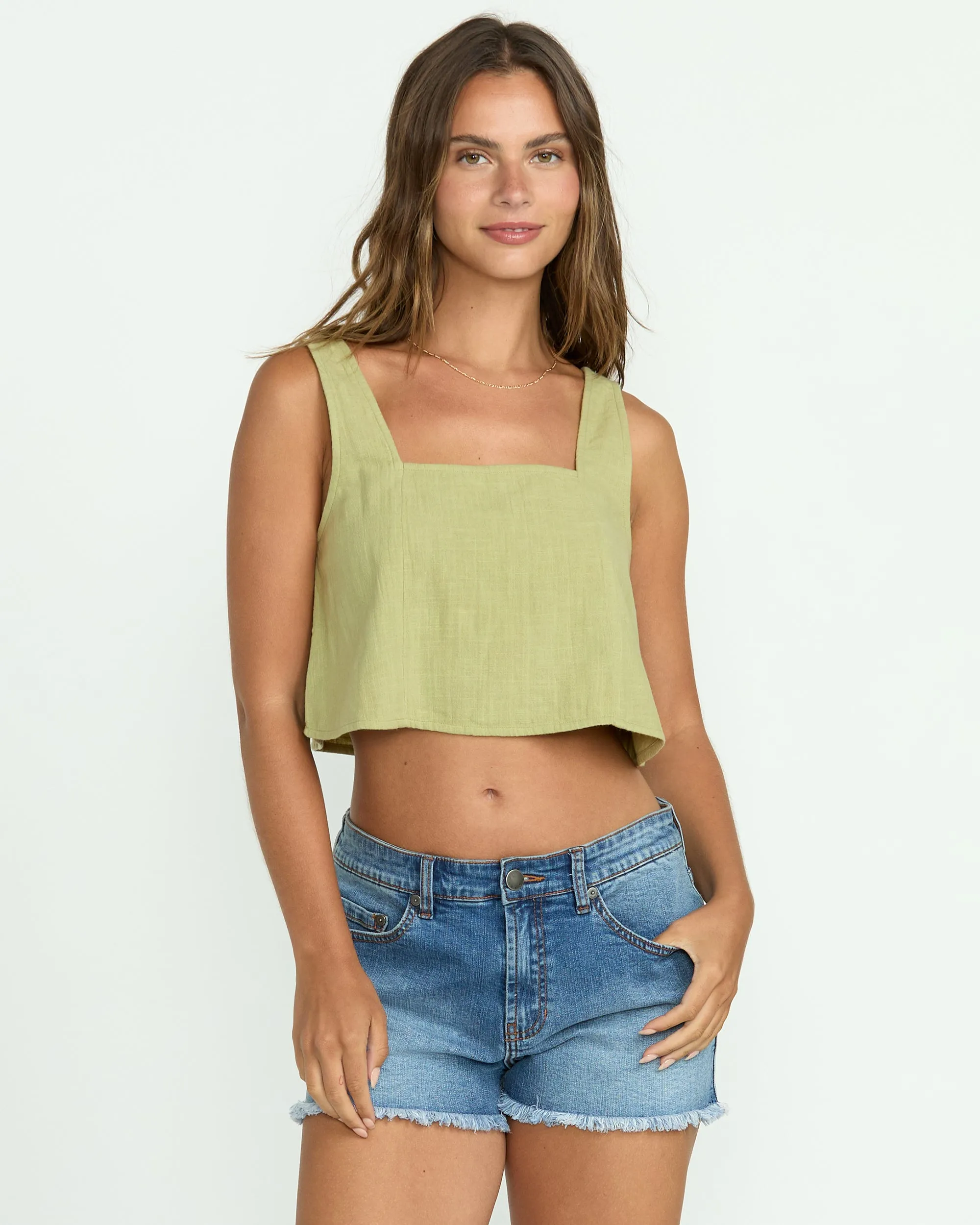 Open Skies Woven Tank - Avocado Billabong