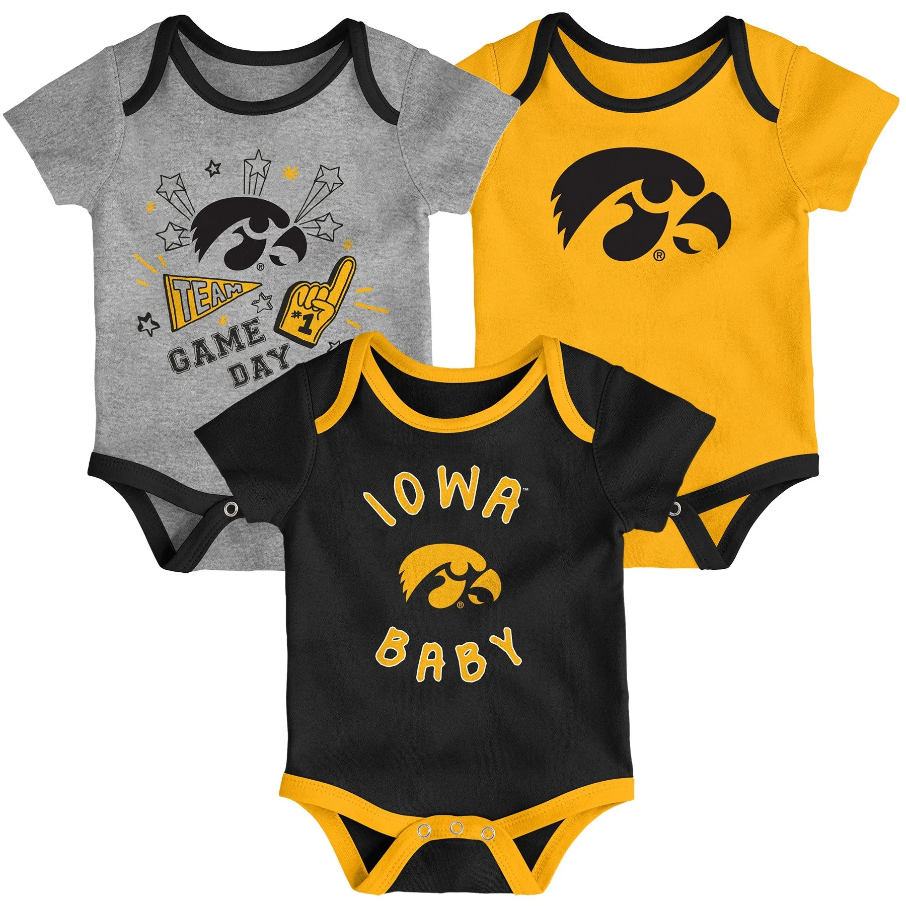 Outerstuff Iowa Hawkeyes NCAA Newborn Champs 3-Piece Creeper Set