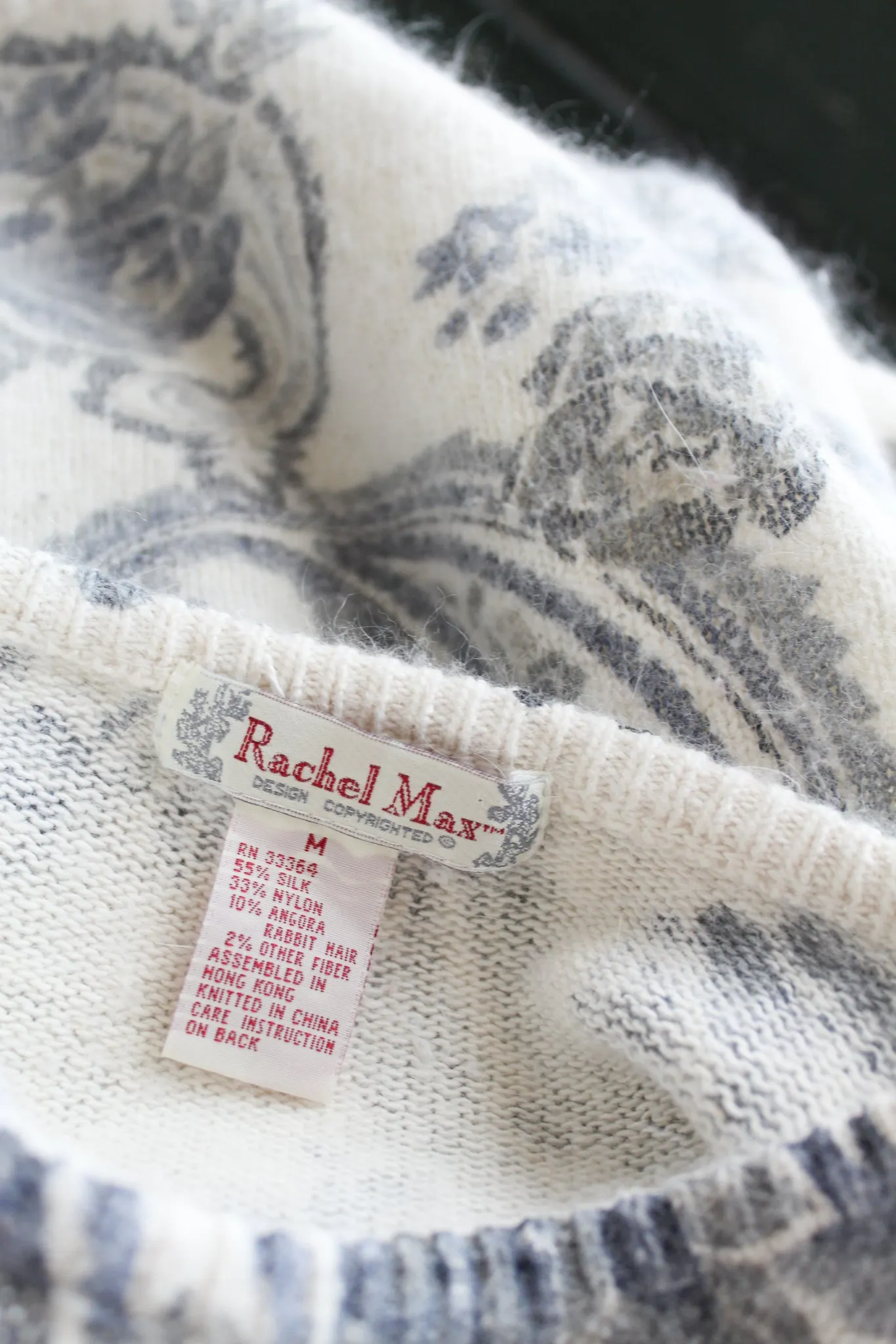 paisley angora sweater 1919 Vintage