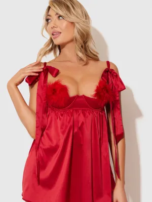Petra Satin Open Cup Babydoll by Frederick's of Hollywood