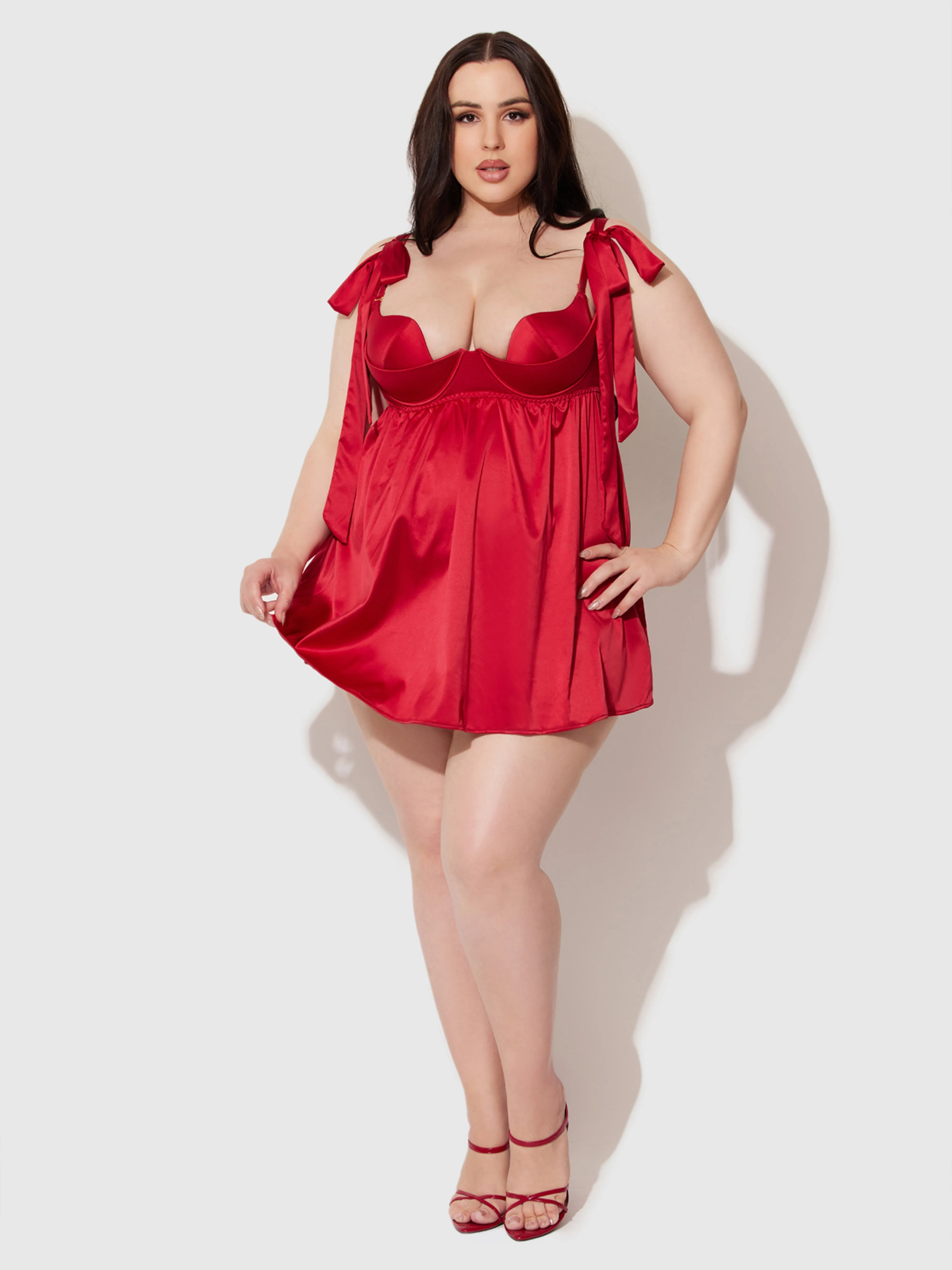 Petra Satin Open Cup Babydoll by Frederick's of Hollywood