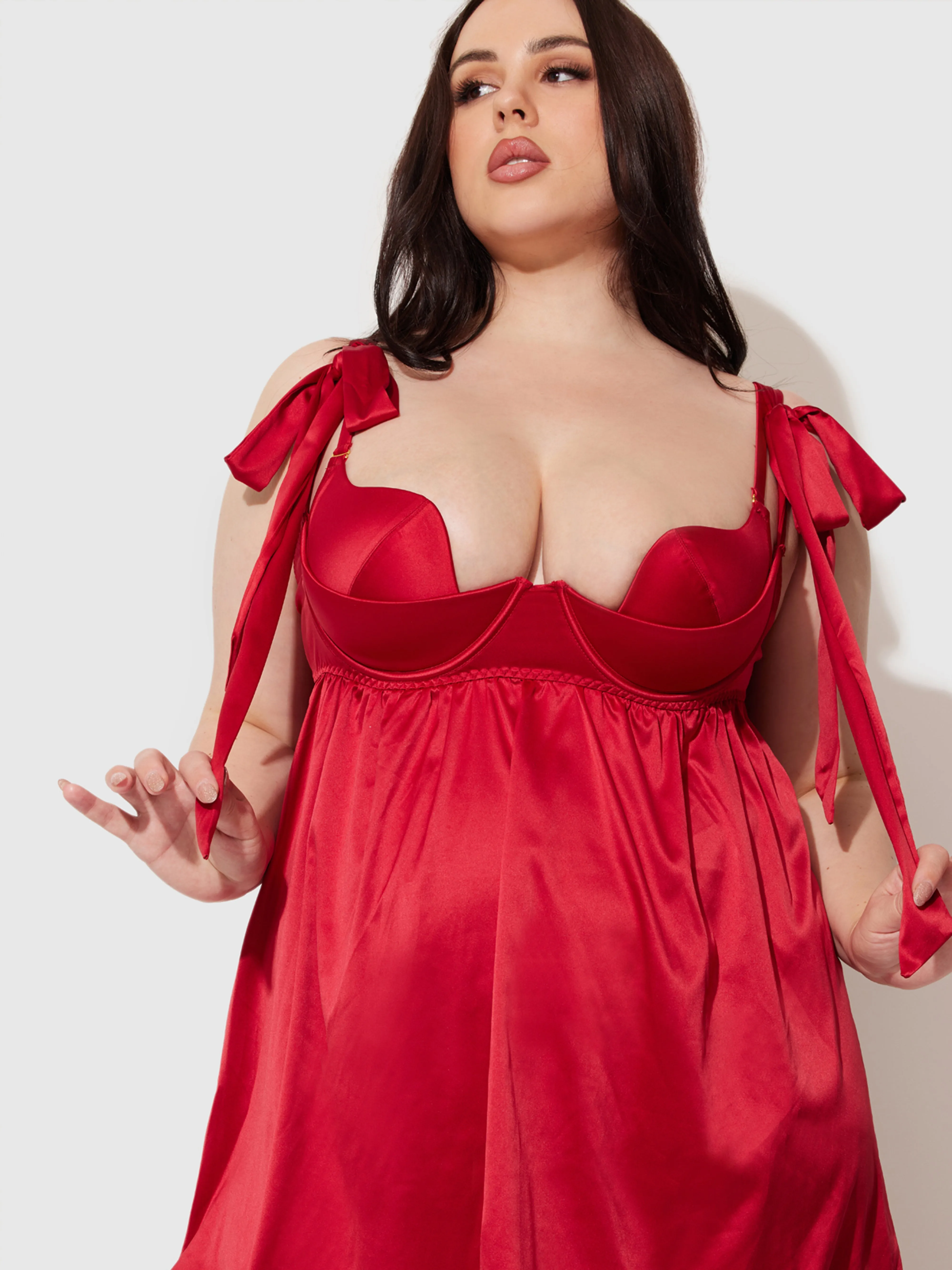 Petra Satin Open Cup Babydoll by Frederick's of Hollywood