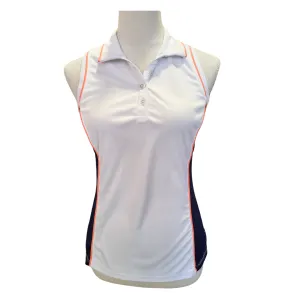PGA Tour White w/ Navy & Coral Sleeveless Women's Golf Polo Size S