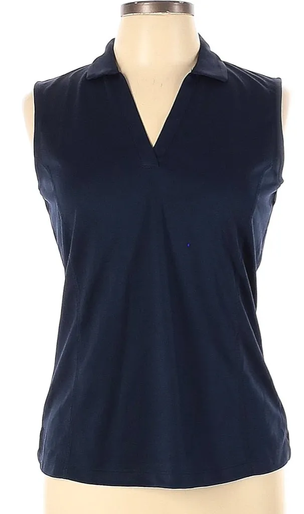 PGA Tour Women's Navy Sleeveless Golf Polo Size M