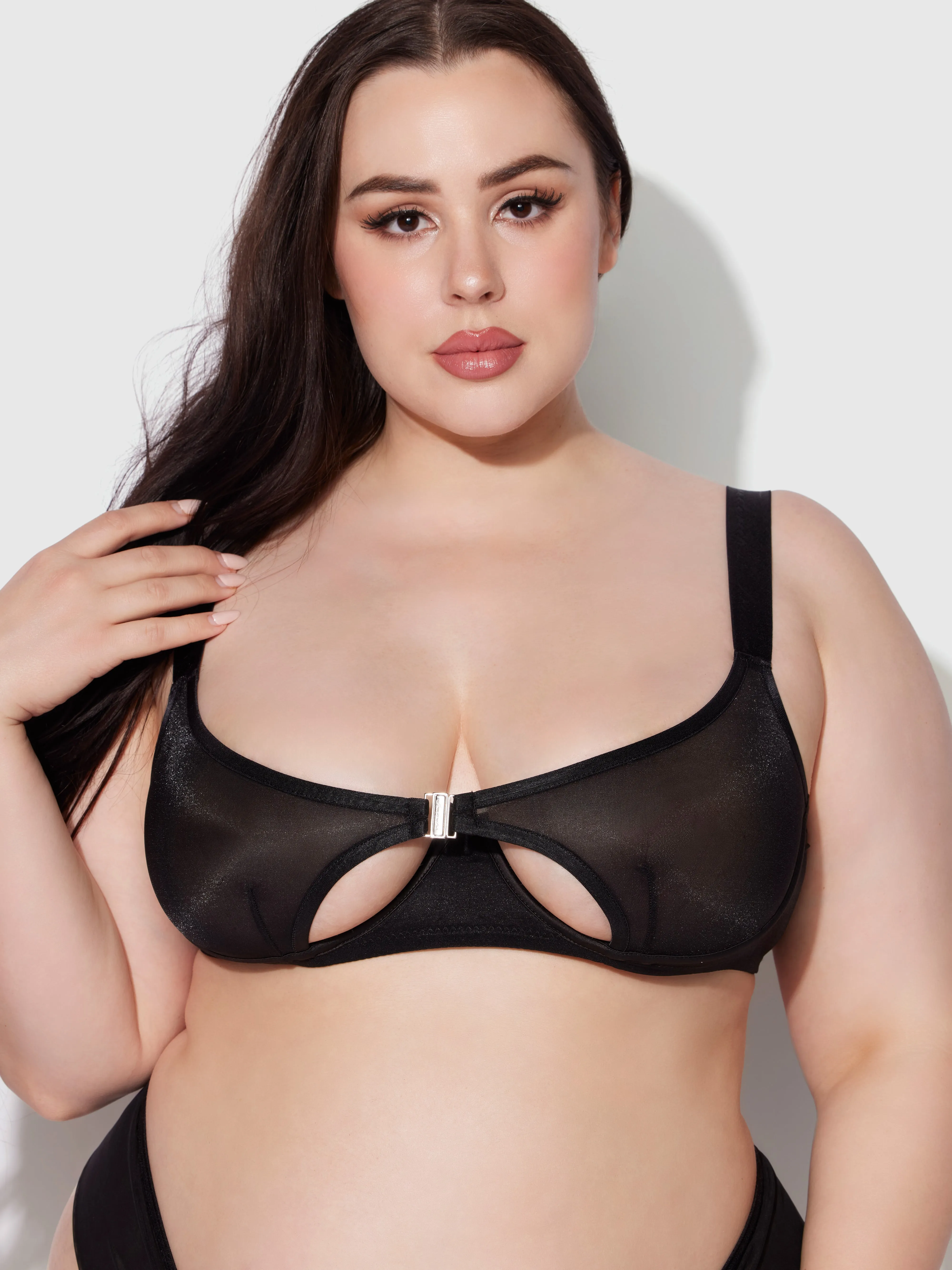 Pia Unlined Cutout Mesh Bra by Frederick's of Hollywood