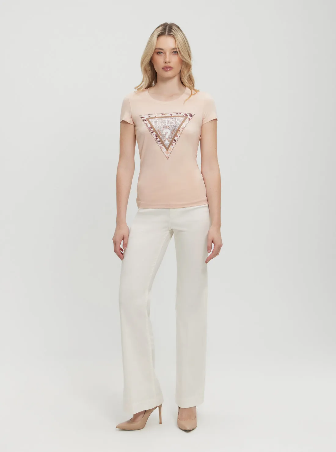 Pink Cheeta Logo T-Shirt Guess