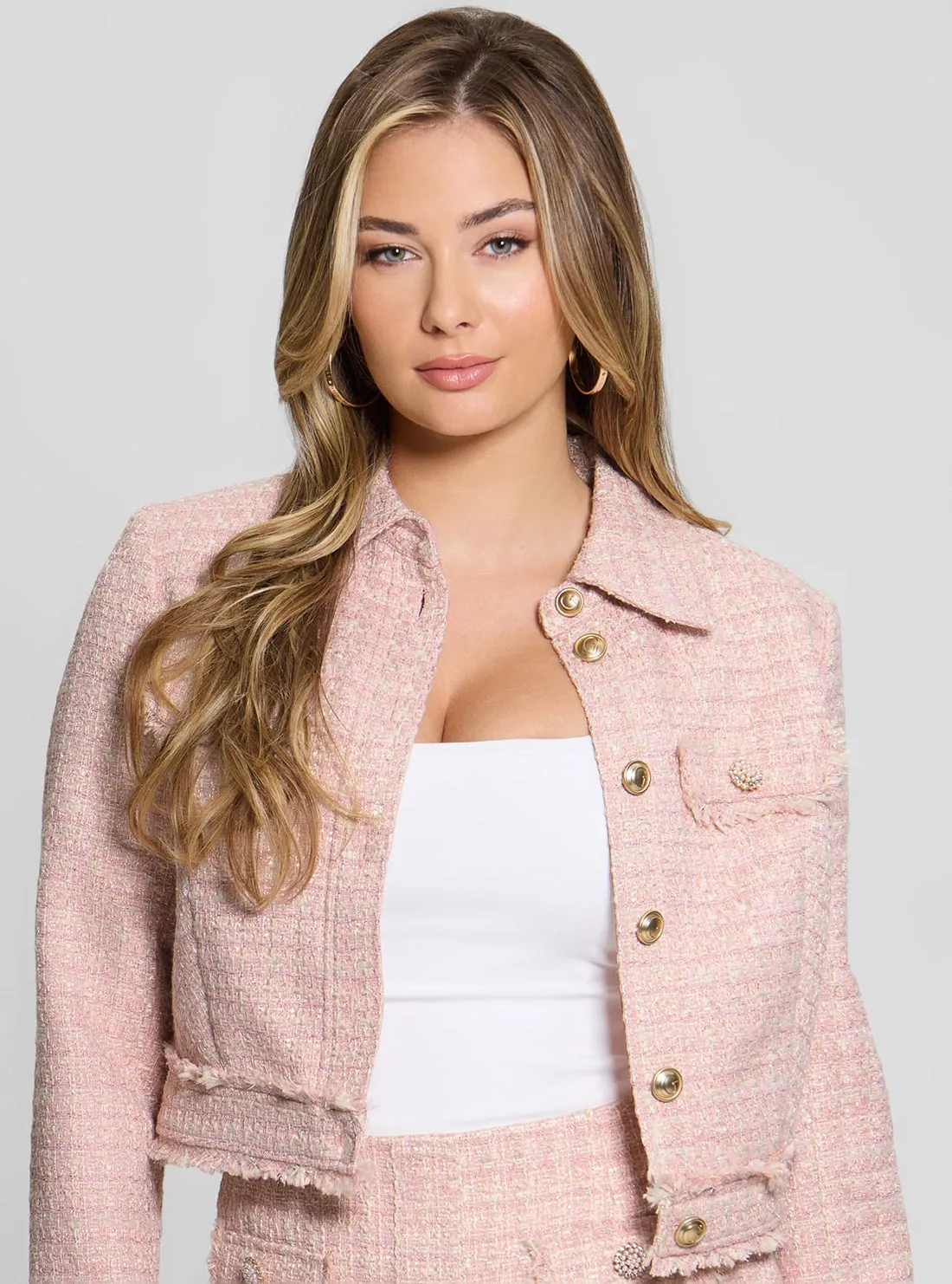 Pink Daphnee Cropped Jacket Guess
