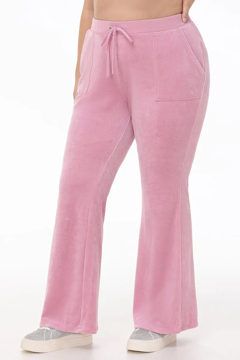 Plus-Size Heritage Cotton Velour Track Pants by Juicy Couture